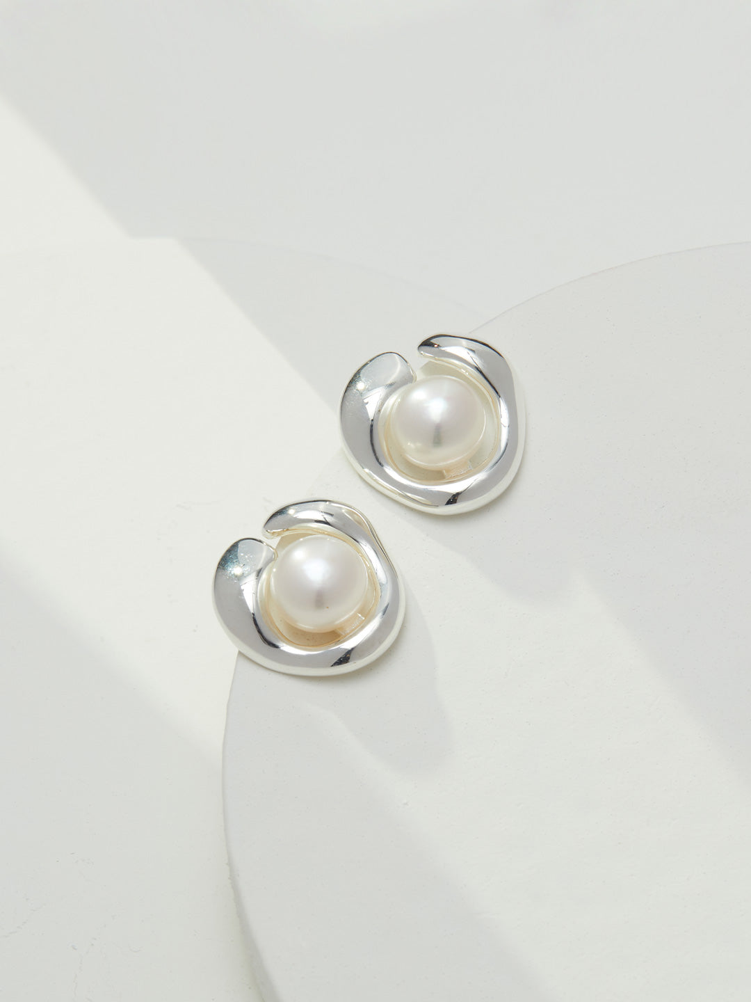 Orbital Pearl Embrace Studs-Earrings-SoulAdorne