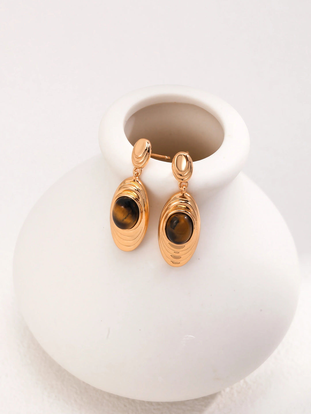 Oval Tigerite Drops-Earrings-SoulAdorne