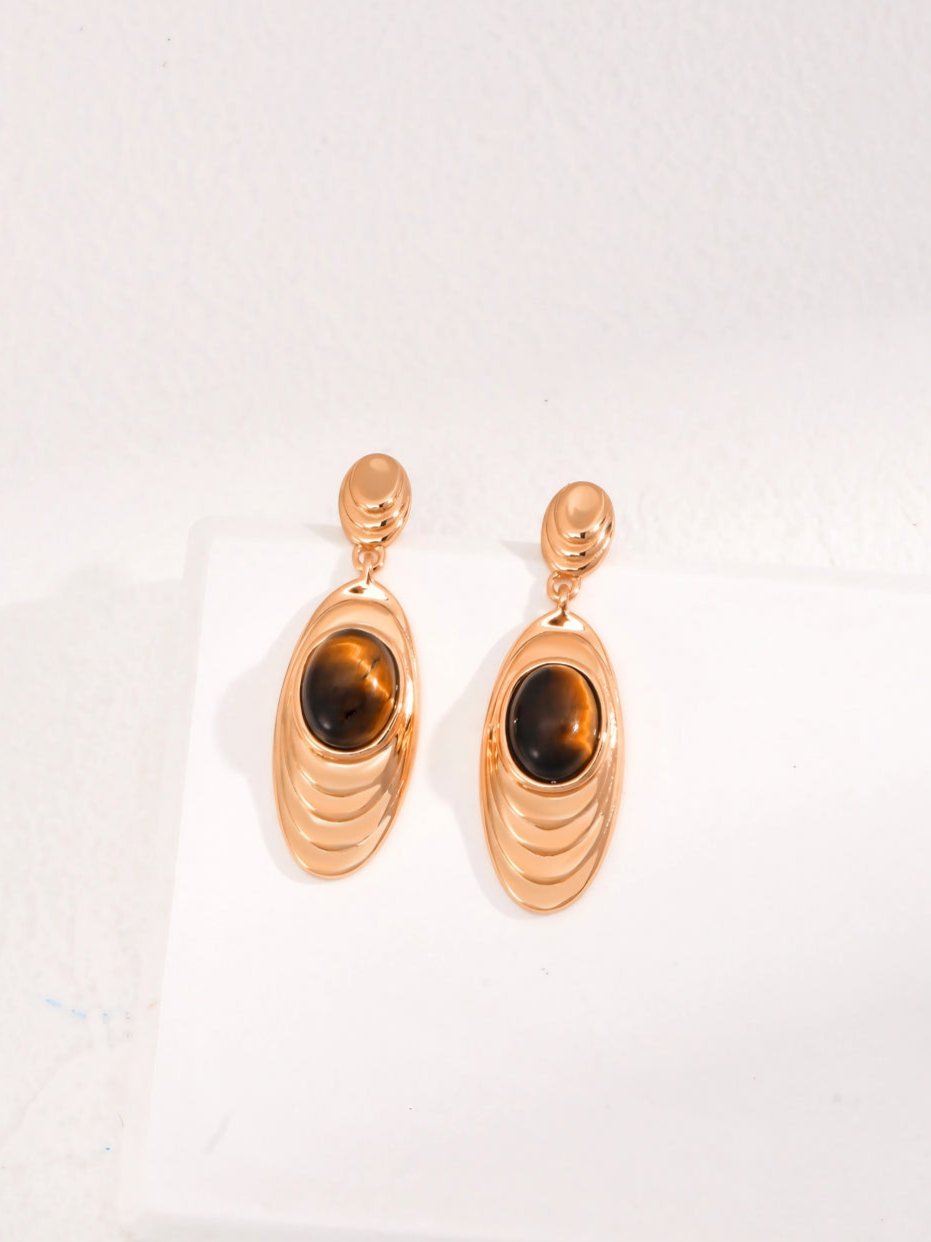 Oval Tigerite Drops-Earrings-SoulAdorne