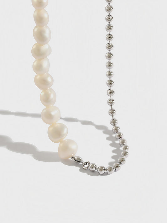 Pearl Elegance Silver Necklace-Necklaces-SoulAdorne