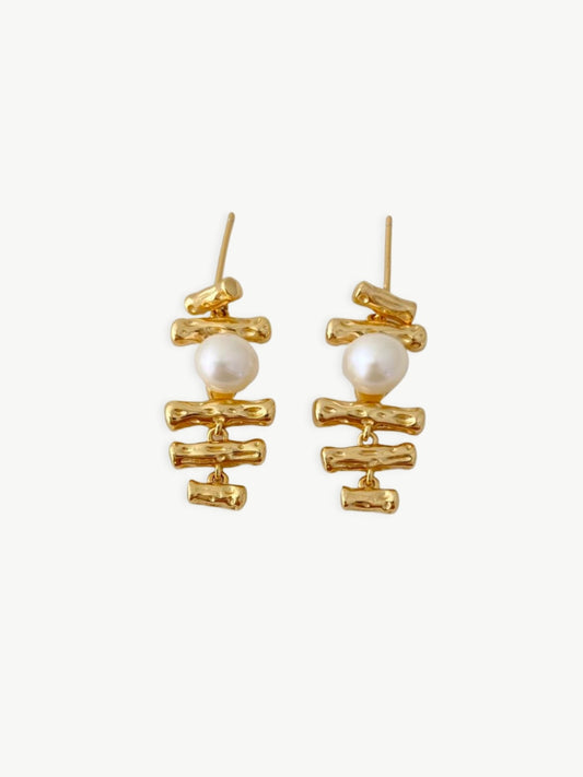 Pearl Bar Drop Earrings