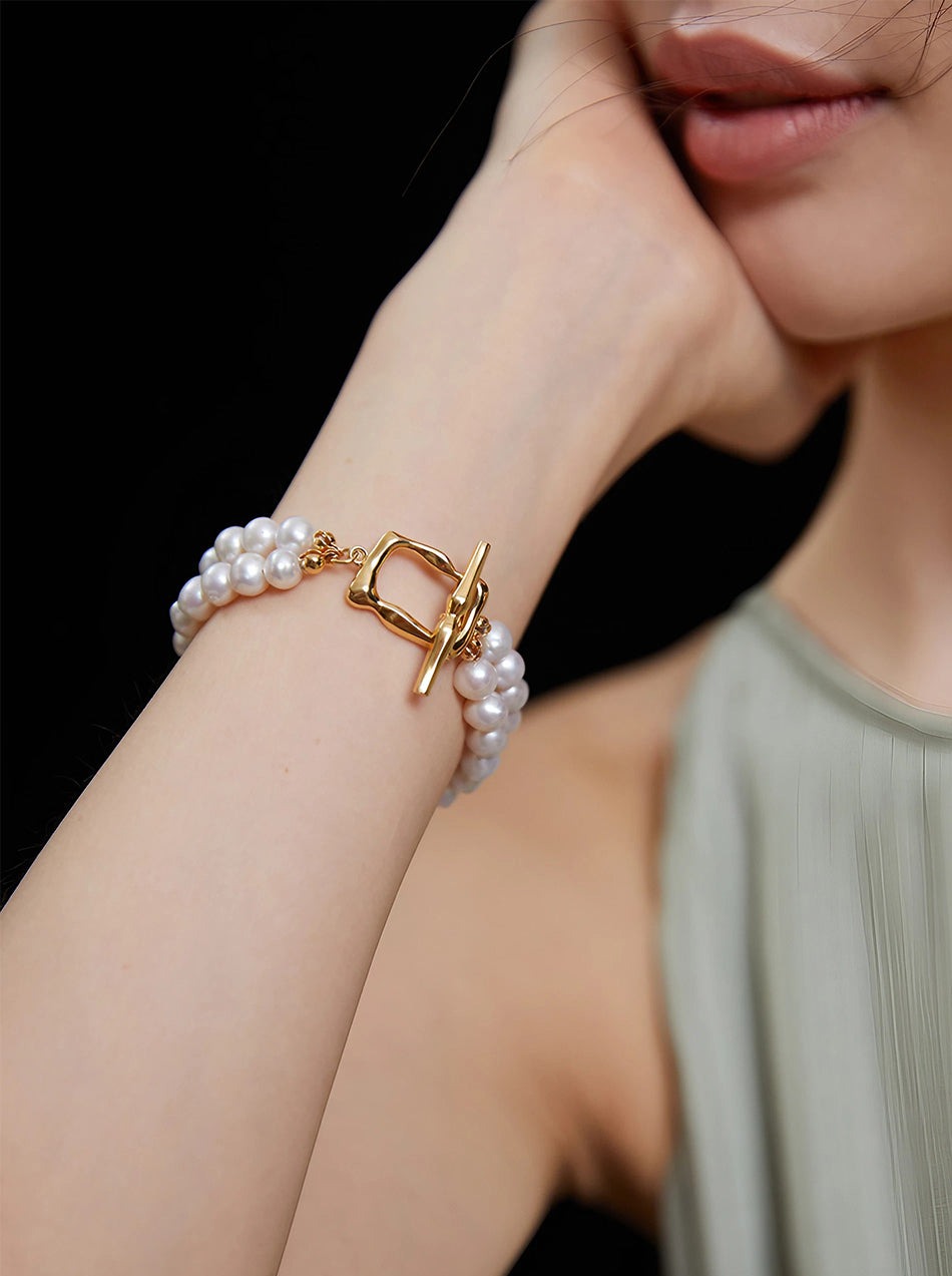 Pearlescent Golden Embrace Bracelet-Bracelets-SoulAdorne