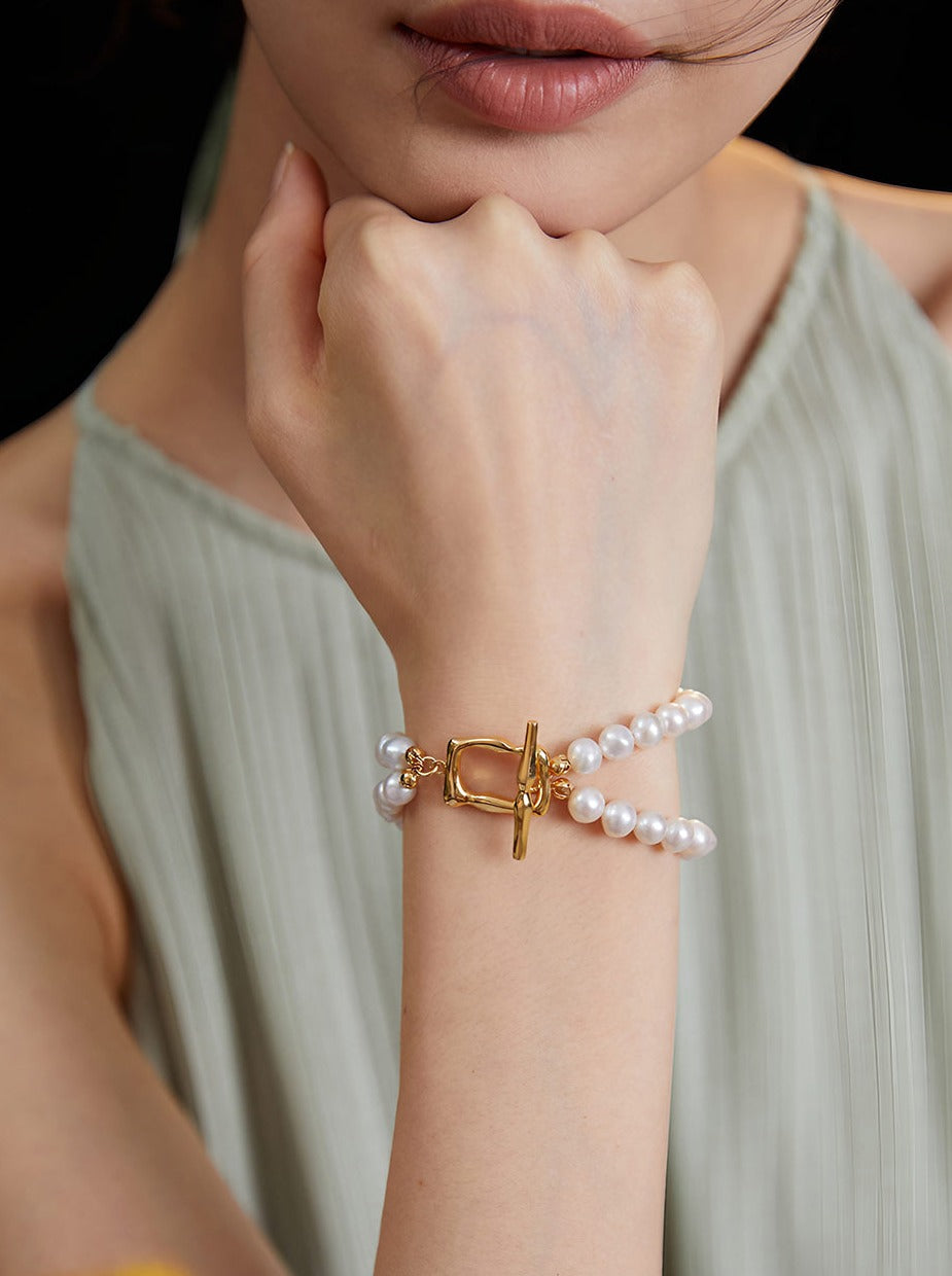 Pearlescent Golden Embrace Bracelet-Bracelets-SoulAdorne