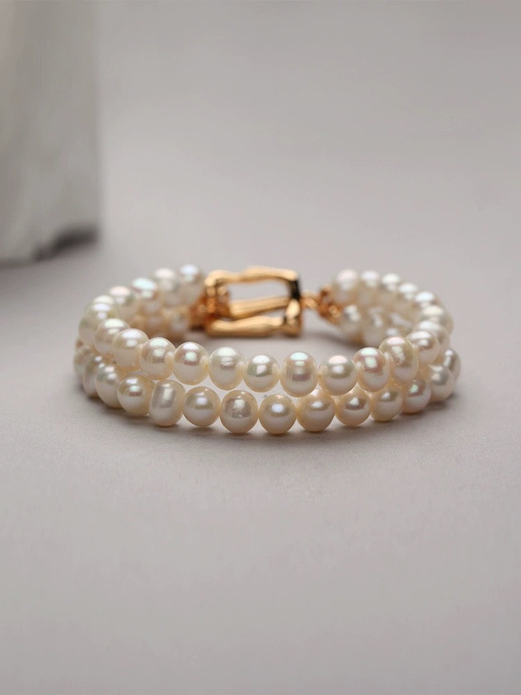 Pearlescent Golden Embrace Bracelet-Bracelets-SoulAdorne