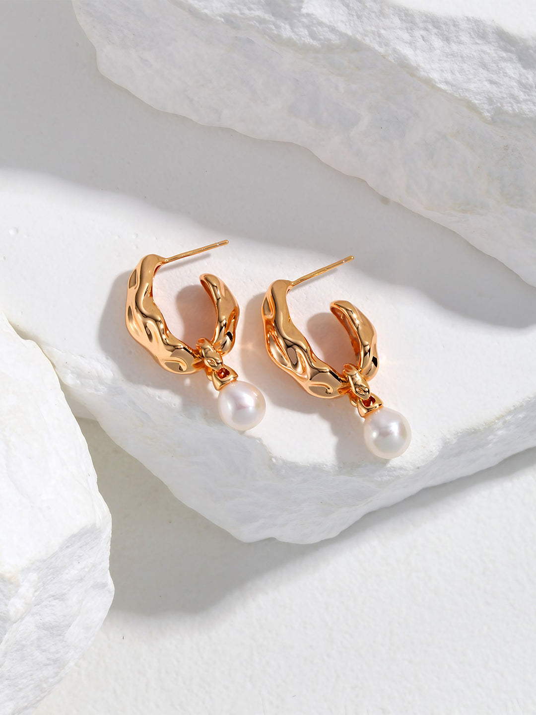 Ripple Vintage Pearl Hoop-Earrings-SoulAdorne