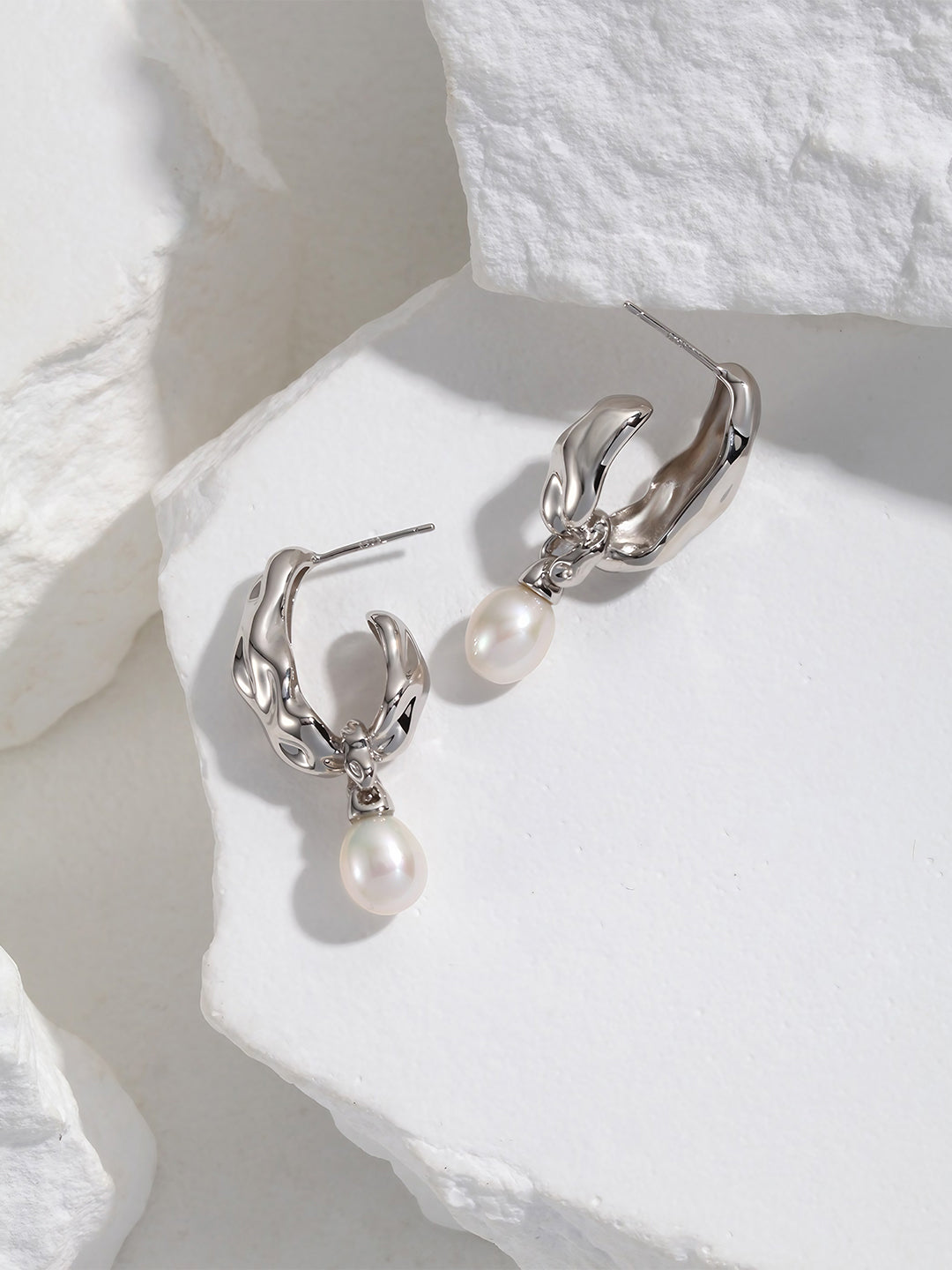 Ripple Vintage Pearl Hoop-Earrings-SoulAdorne