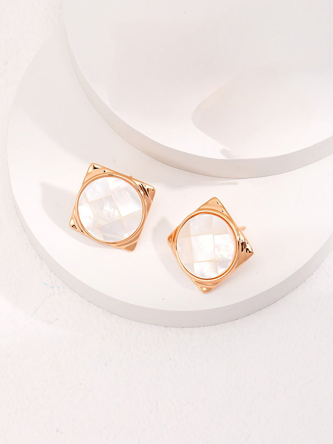 Rose Glow Geometric Studs-SoulAdorne