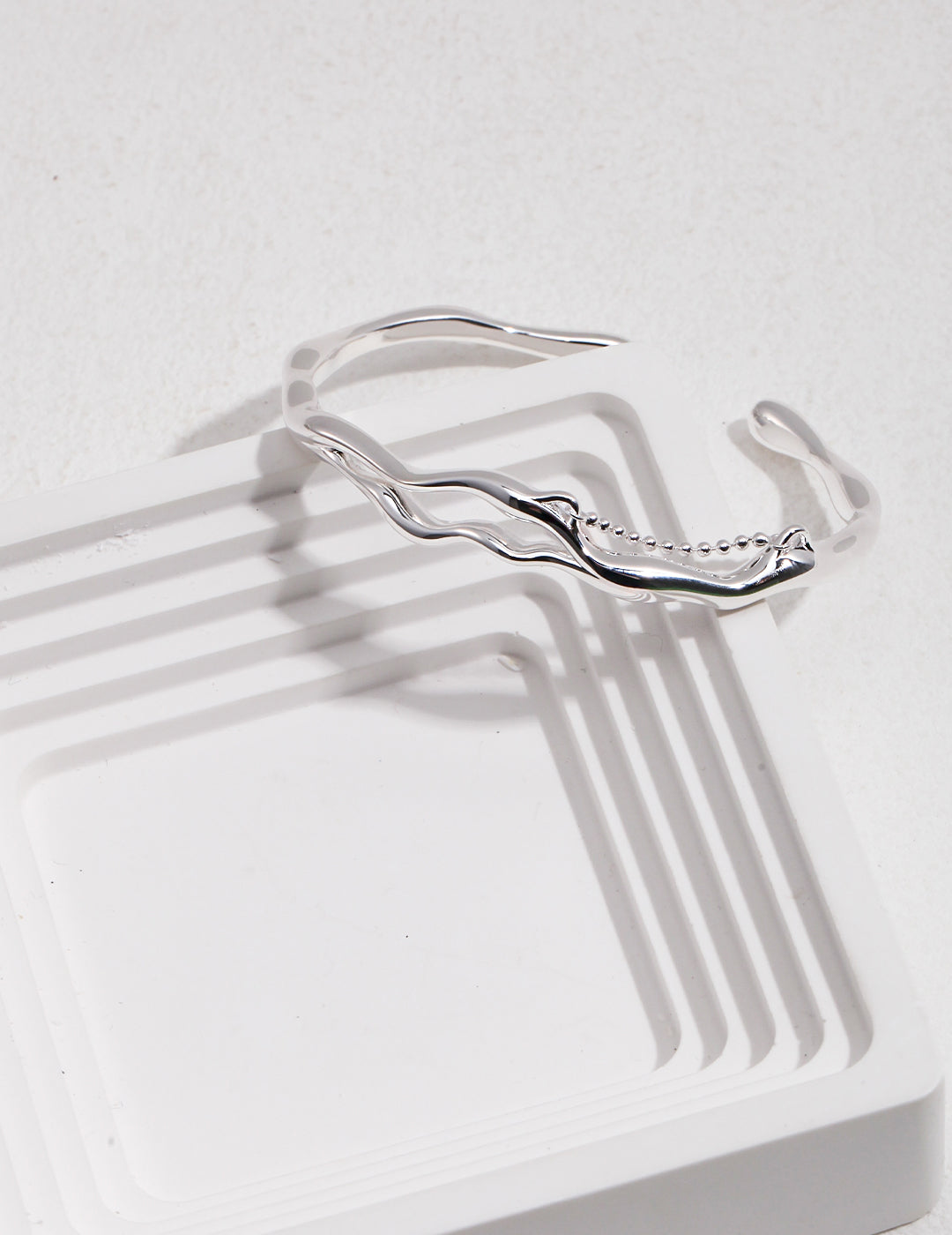 Silhouette Wave Silver Bracelet-Bracelets-SoulAdorne