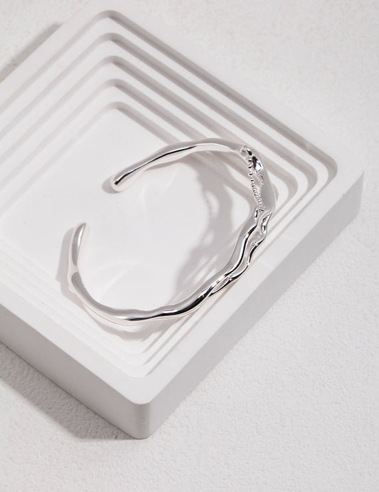 Silhouette Wave Silver Bracelet-Bracelets-SoulAdorne