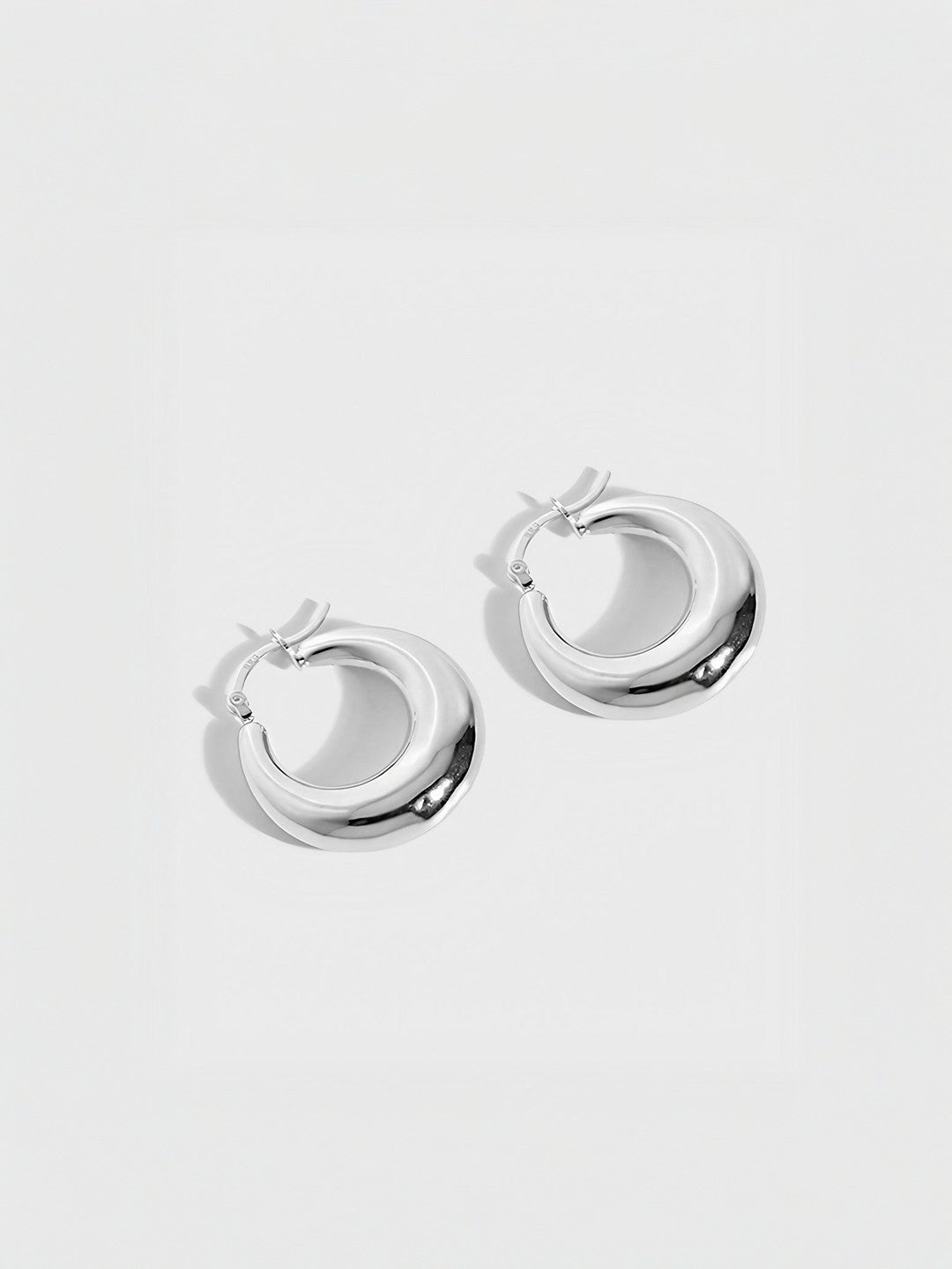 Silver Crescent Chunk Hoops-Earrings-SoulAdorne