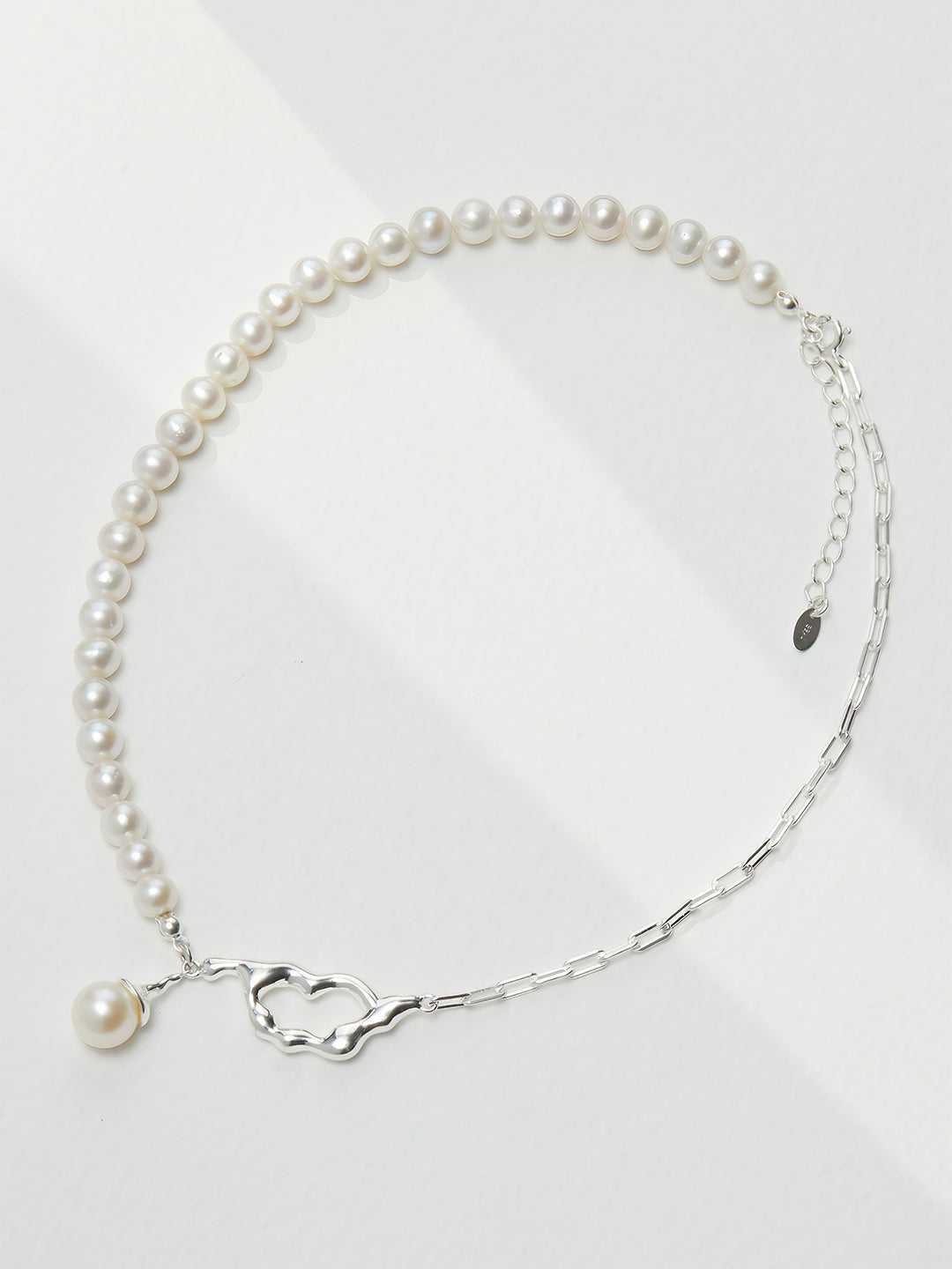 Silver Lining Pearl Charm Necklace-Necklaces-SoulAdorne