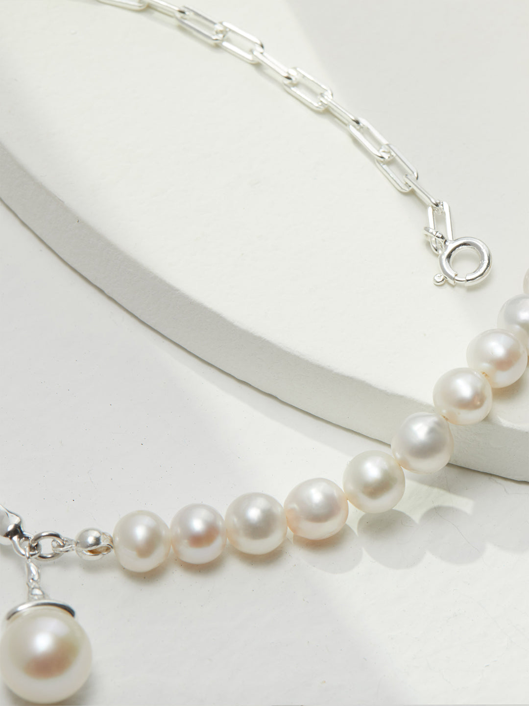 Silver Lining Pearl Charm Necklace-Necklaces-SoulAdorne