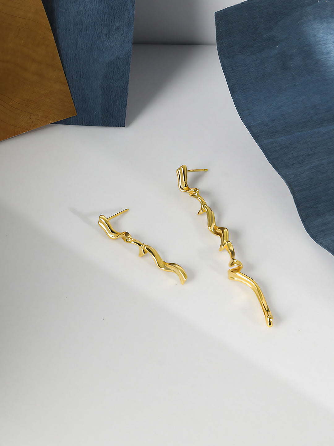 Silver Ripple Linear Earrings-Earrings-SoulAdorne