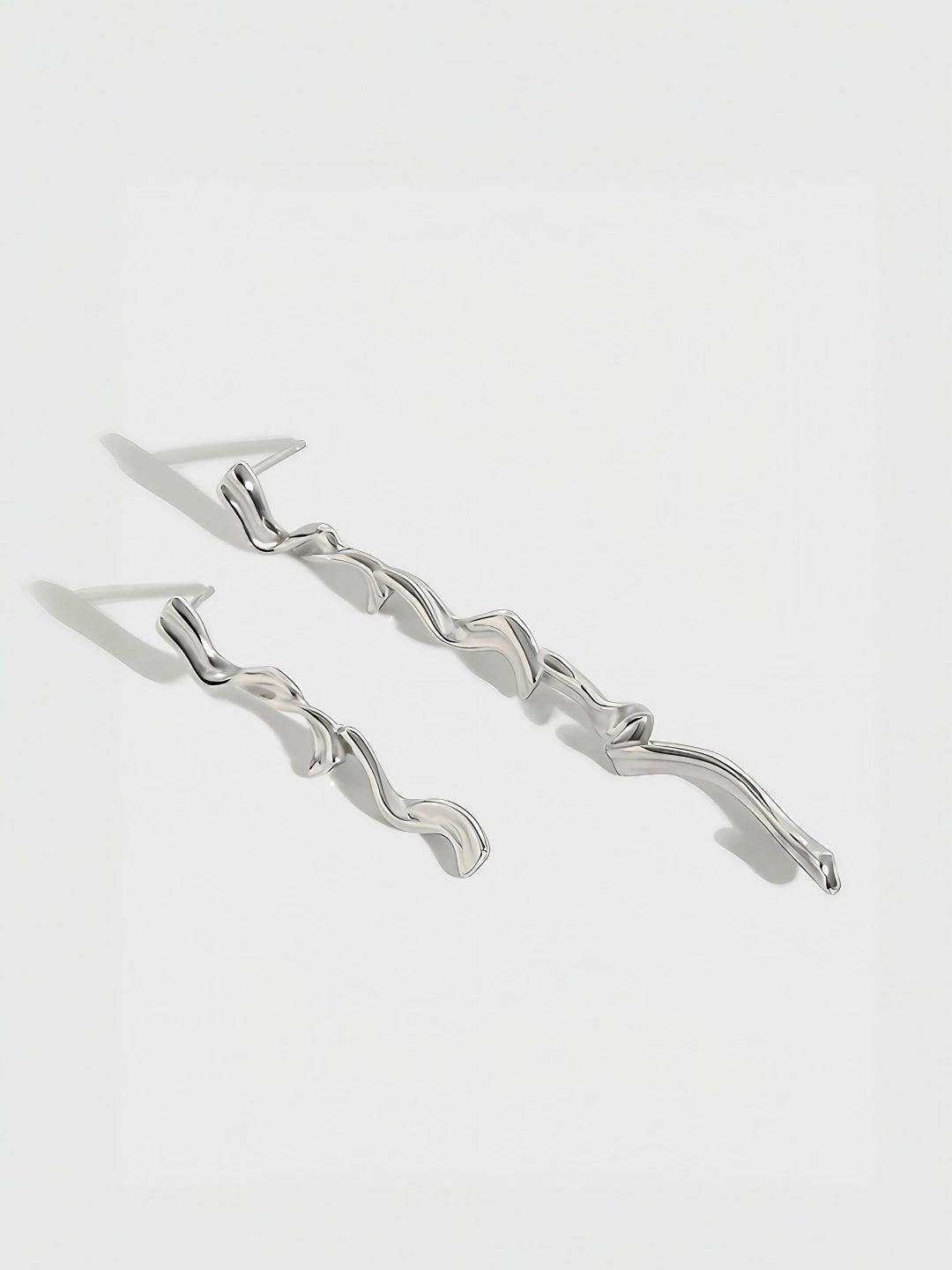 Silver Ripple Linear Earrings-Earrings-SoulAdorne