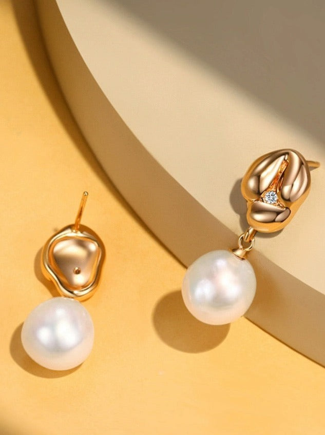 Silver Whirlpool Pearl Earrings-Earrings-SoulAdorne