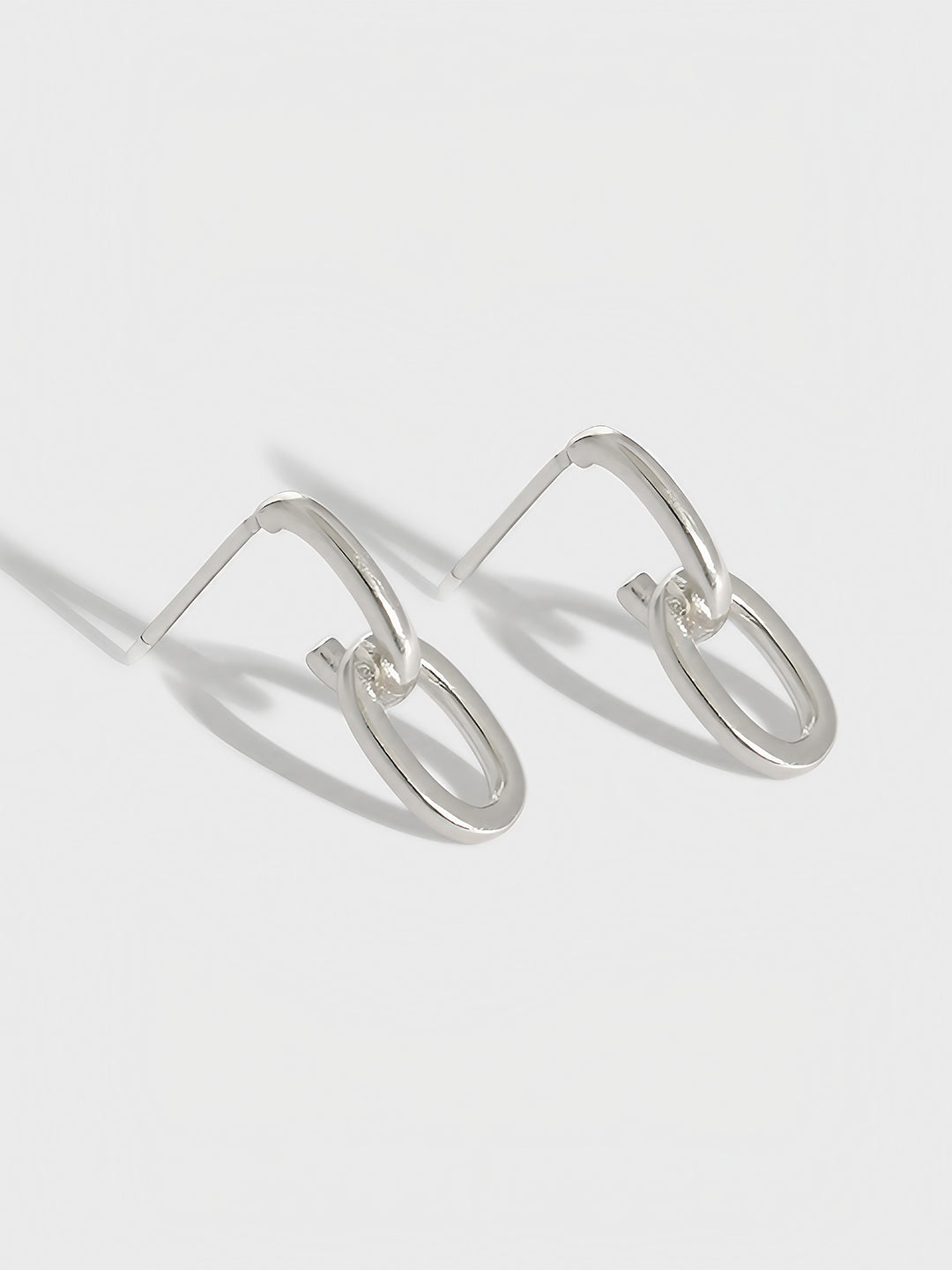 Silvery Ellipse Drop Earrings-Earrings-SoulAdorne