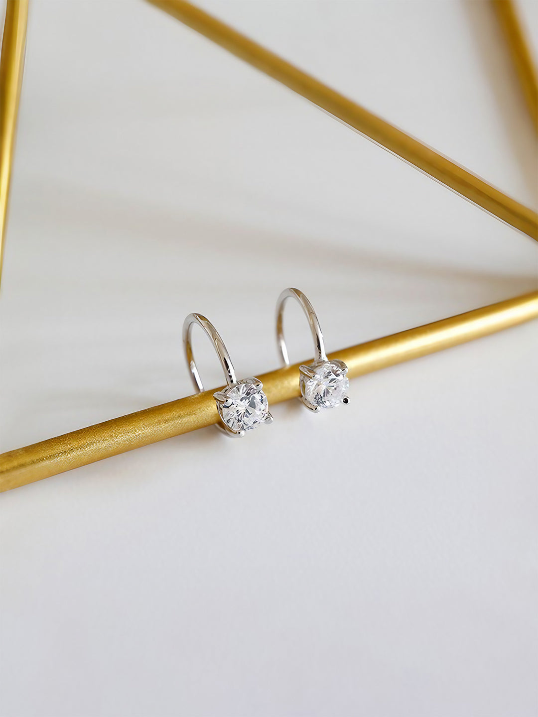 Solitaire Spark Hoop Earrings-Earrings-SoulAdorne