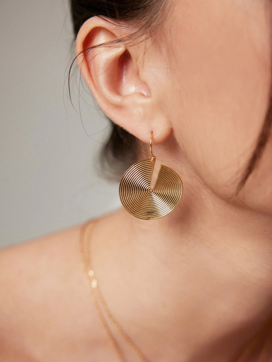 Spiral Disc Drop Earrings-Earrings-SoulAdorne