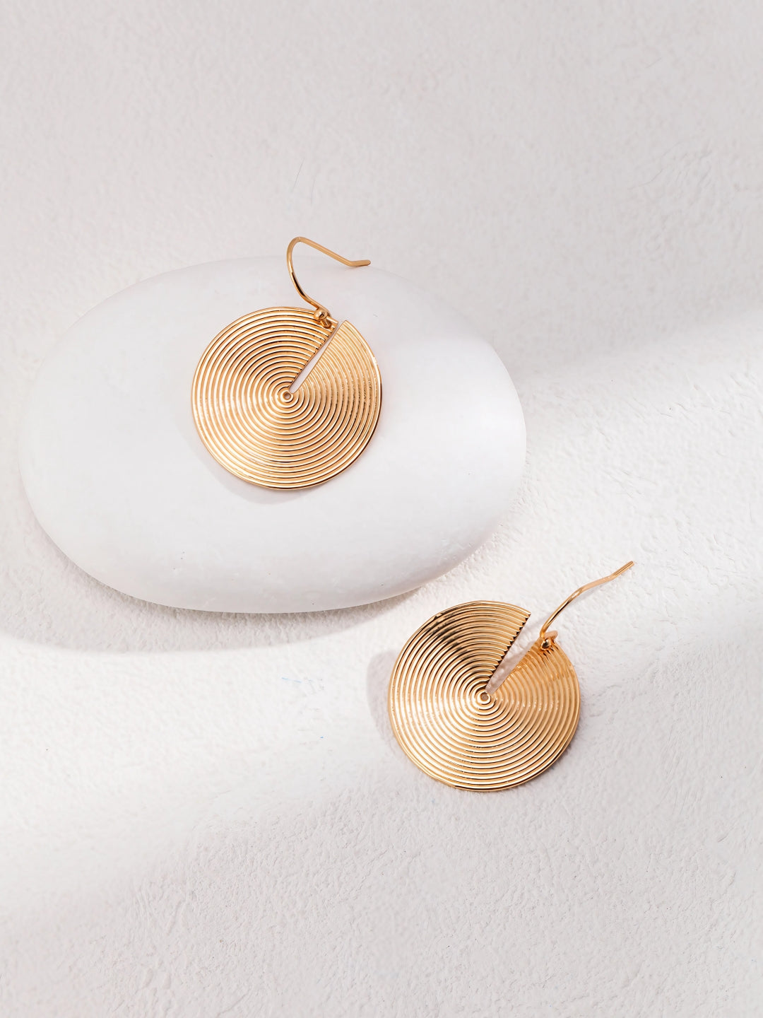 Spiral Disc Drop Earrings-Earrings-SoulAdorne