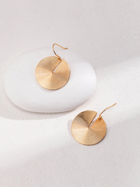 Spiral Disc Drop Earrings-Earrings-SoulAdorne