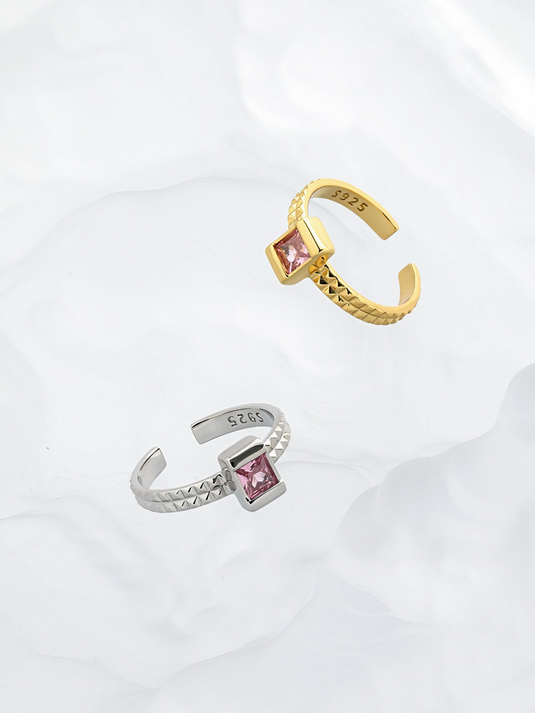 Square Gem Adjustable Ring-Rings-SoulAdorne