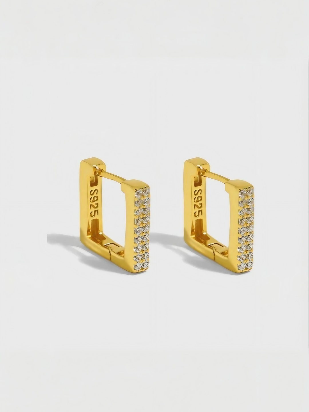 Square Gem Huggies-Earrings-SoulAdorne