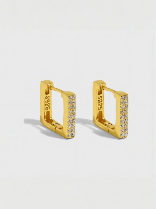 Square Gem Huggies-Earrings-SoulAdorne