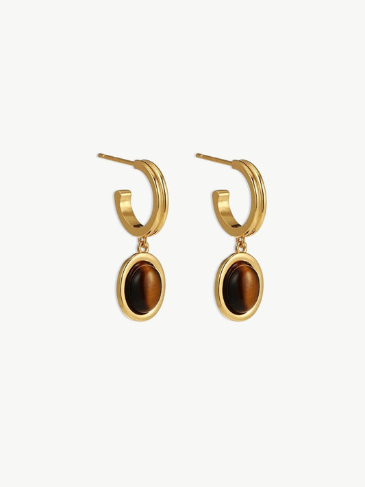 Tiger Eye Drop Hoops