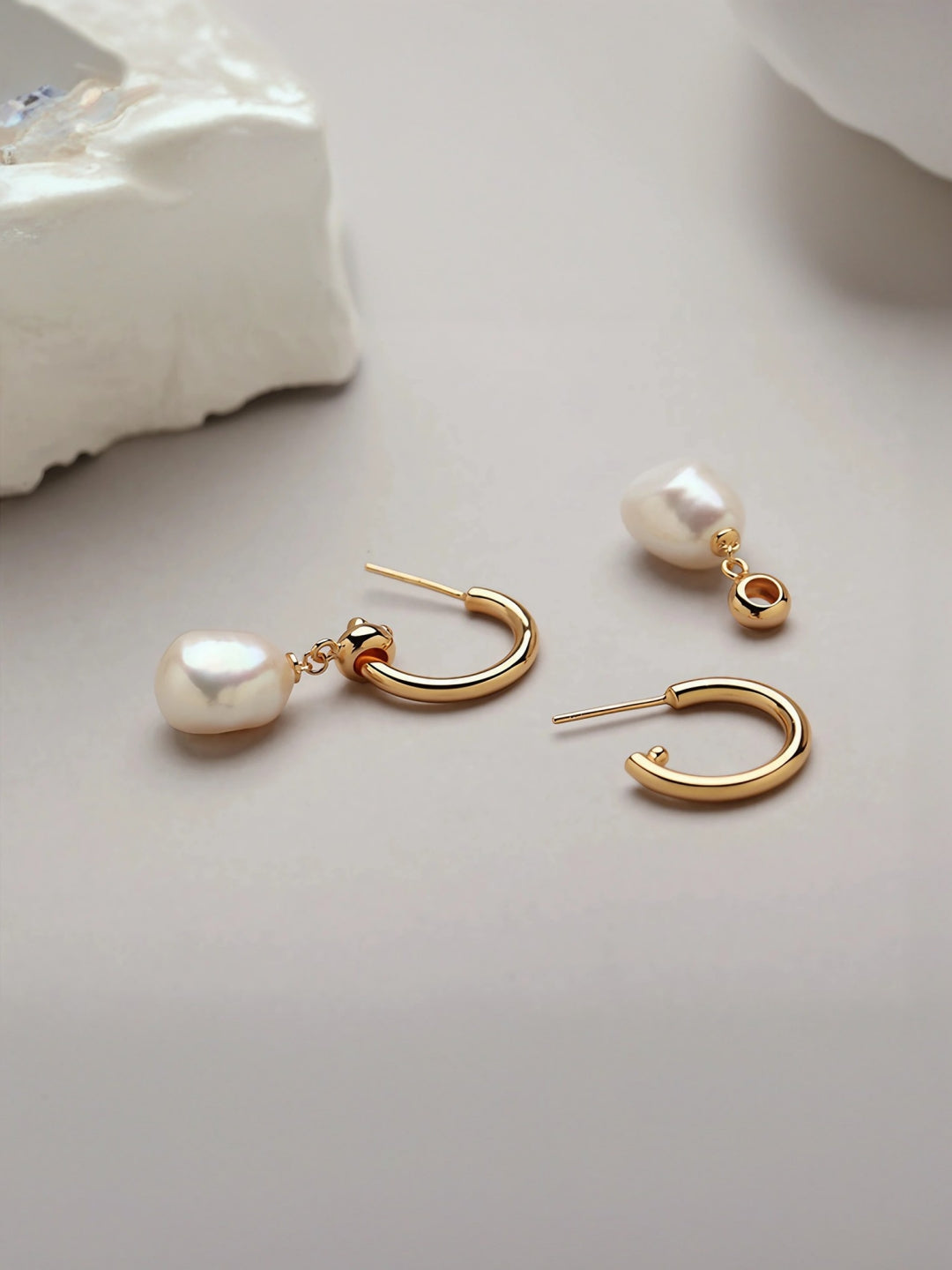 Timeless Pearl Hoop Earrings-Earrings-SoulAdorne