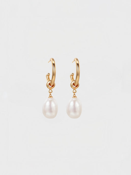 Timeless Pearl Hoop Earrings-Earrings-SoulAdorne