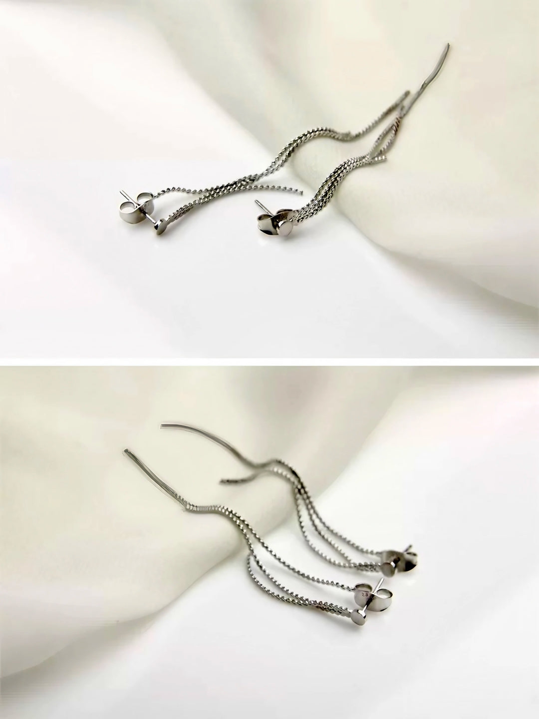 Triple Chain Drop Earrings-Earrings-SoulAdorne