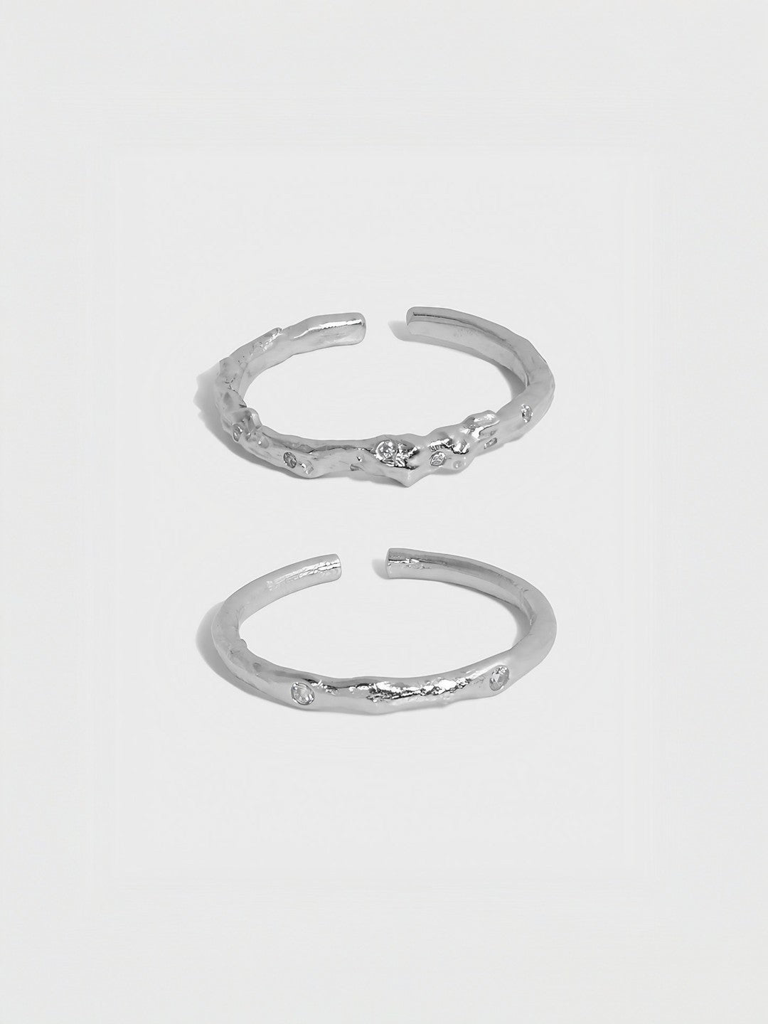 Twin Eclat Band Set ( 2 Pieces)-Rings-SoulAdorne