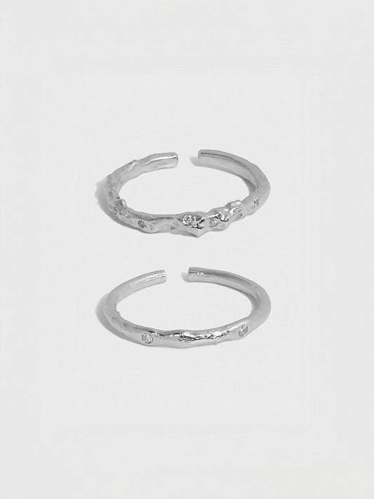 Twin Eclat Band Set ( 2 Pieces)-Rings-SoulAdorne